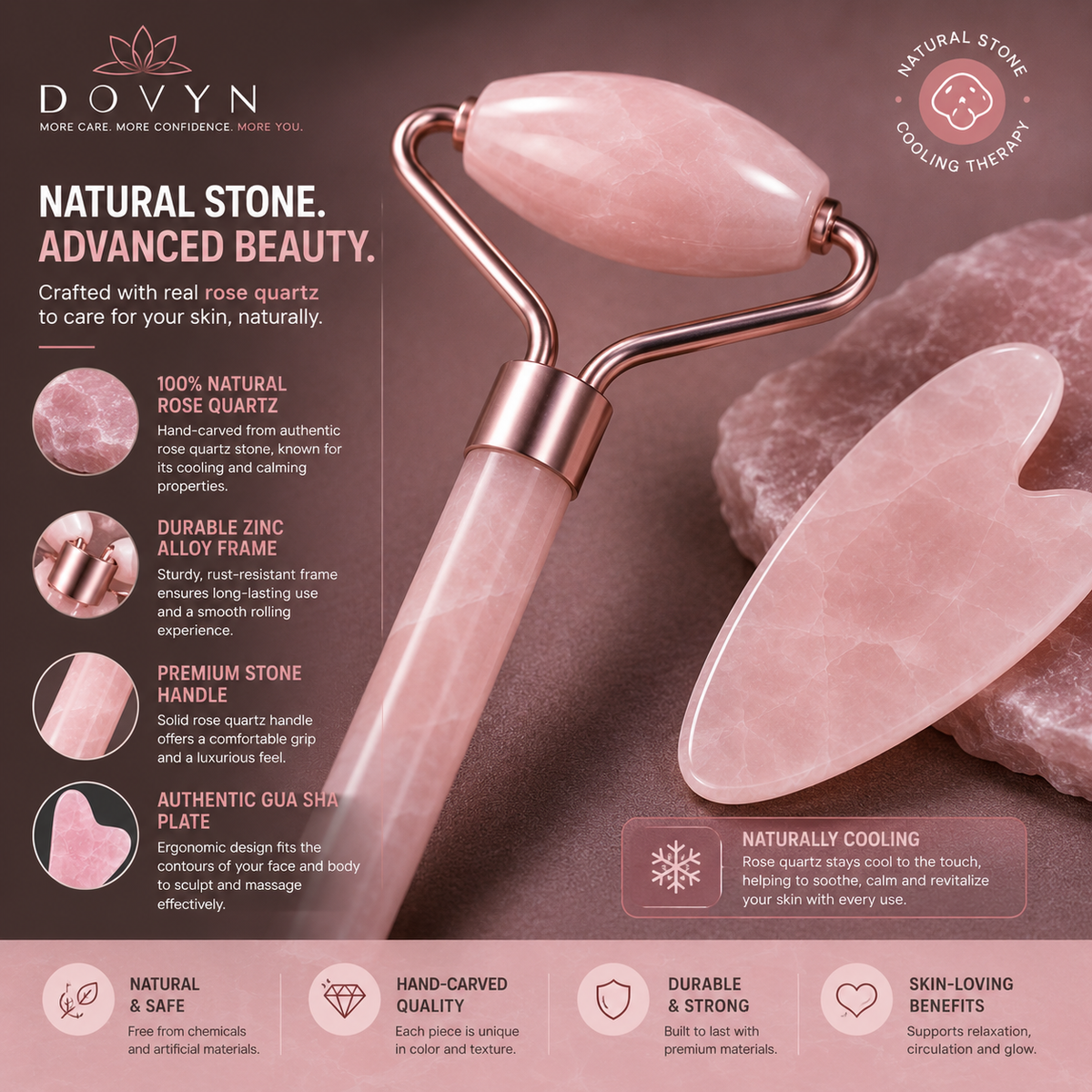 Rosevelle™ Dual-Roller & Gua Sha Facial Ritual Set